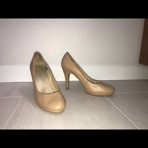 Franco Sarto Nude Leather Pumps